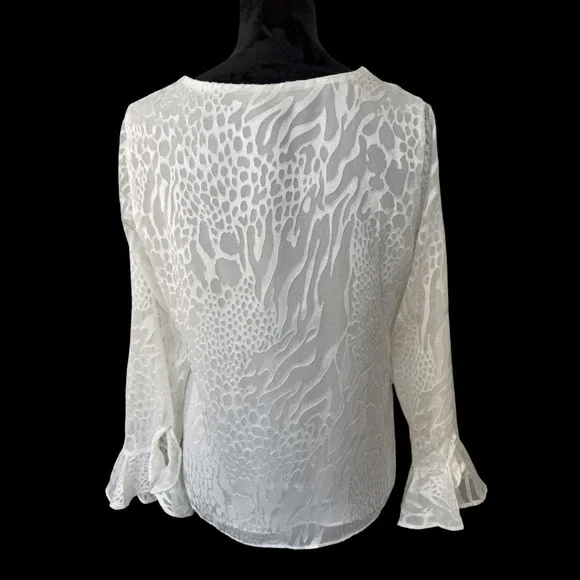White House Black Market Feminine Romantic Ruffle Long Sleeve Lined Blouse S - Picture 7 of 15